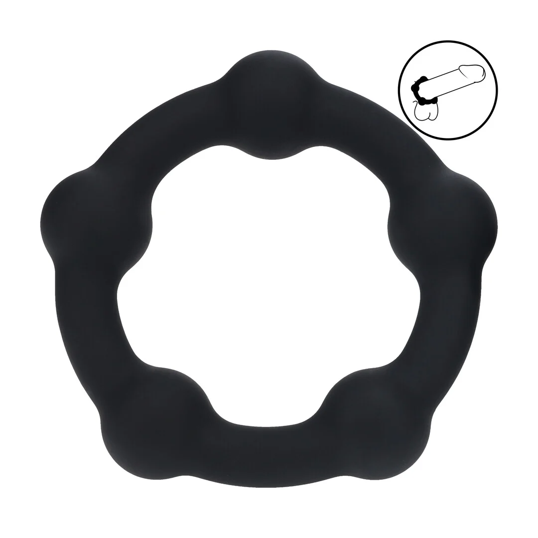 Anillo de silicona Levelz para el pene con cuentas, negro - Imagen 5