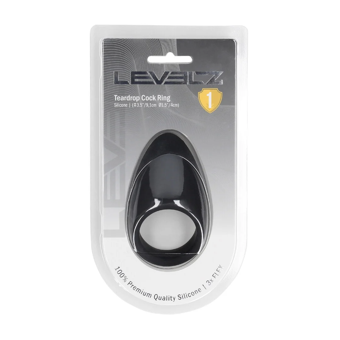 Anillo para el pene de silicona Levelz con forma de gota negro - Imagen 1