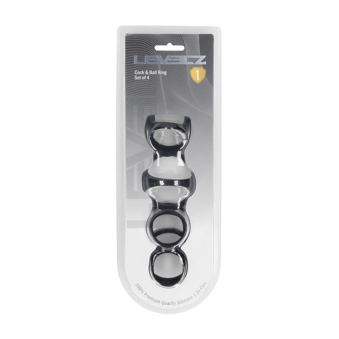 LVL01-0043BLK-2 Set de anillos de silicona Levelz para pene y testículos - Imagen 1