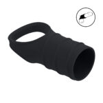 Anillo para el pene de silicona y funda estriada Levelz by Shots, negro - Imagen 6