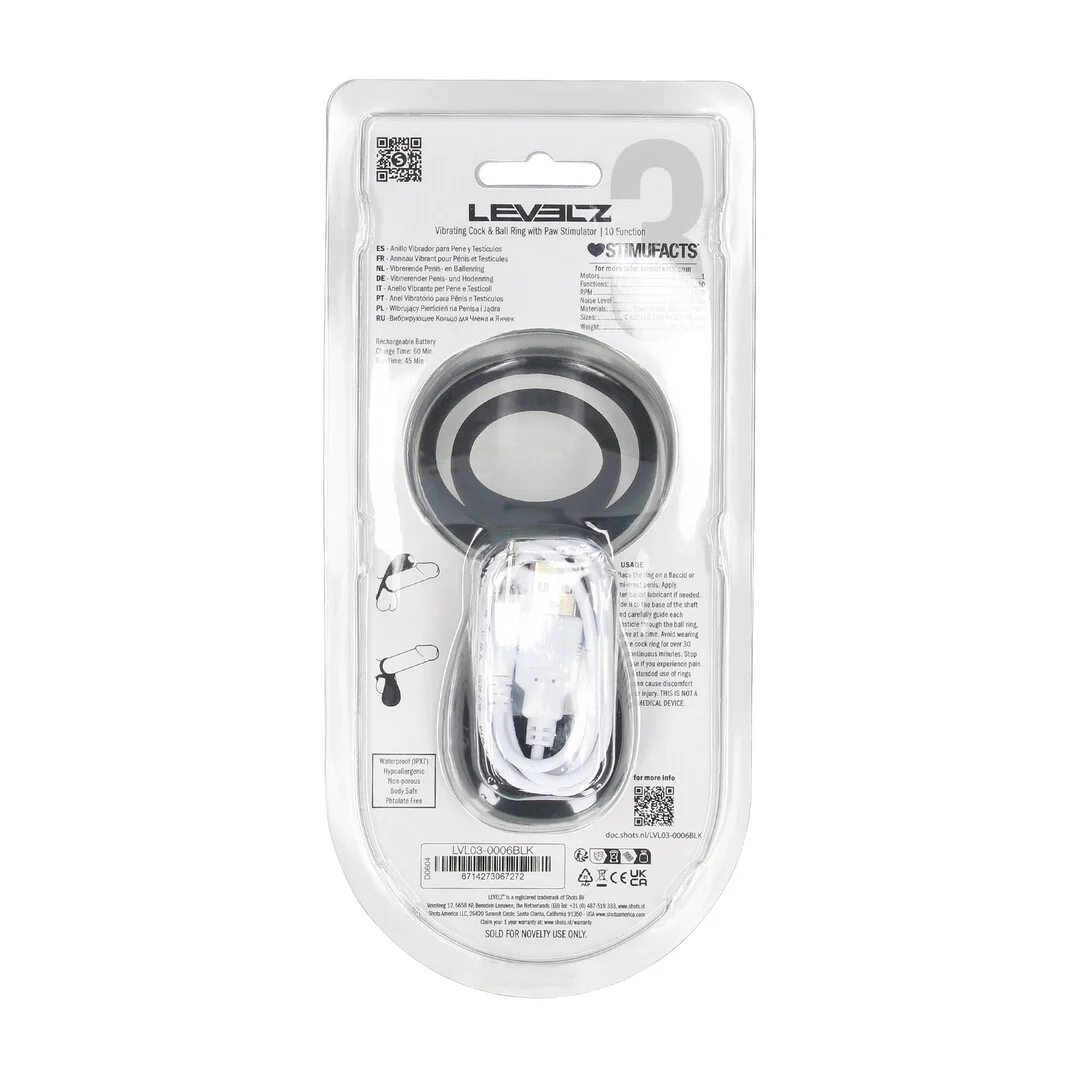 Anillo vibrador para pene y testículos Levelz con estimulador en forma de patita - Imagen 2