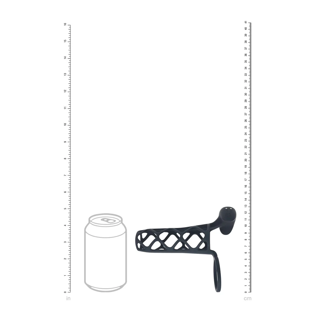 Funda vibradora para el pene Levelz by Shots con anillo para los testículos, negra - Imagen 3
