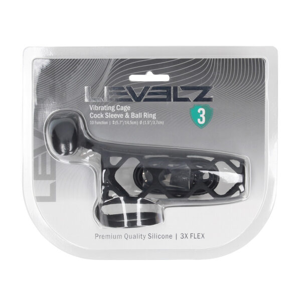 Funda vibradora para el pene Levelz by Shots con anillo para los testículos, negra
