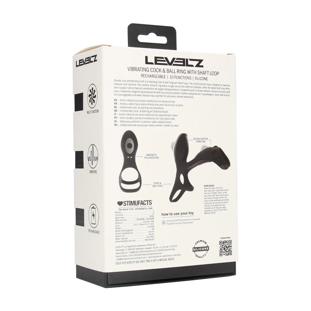 Anillo vibrador de silicona Levelz para pene y testículos con anilla para la base - Imagen 2
