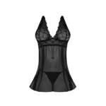 Babydoll negro con espalda descubierta y conjunto de tanga, talla 2X - Imagen 4