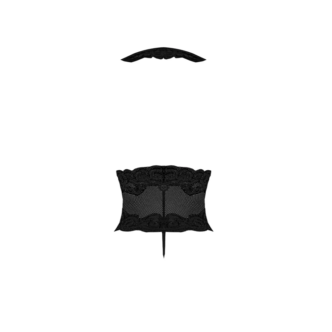 Body de encaje con cuello halter, escote pronunciado en V y tanga para un look sensual, Exposed - Imagen 5