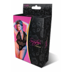 Body de encaje con cuello halter, escote pronunciado en V y tanga para un look sensual, Exposed