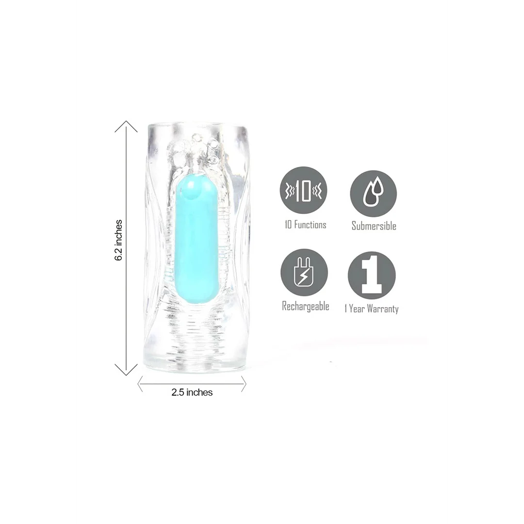 Masturbador vibrador con 10 modos – CLEAR - Imagen 2