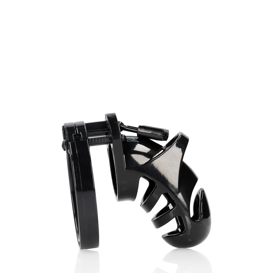 Jaula de castidad con anillos ajustables, negra - Imagen 3
