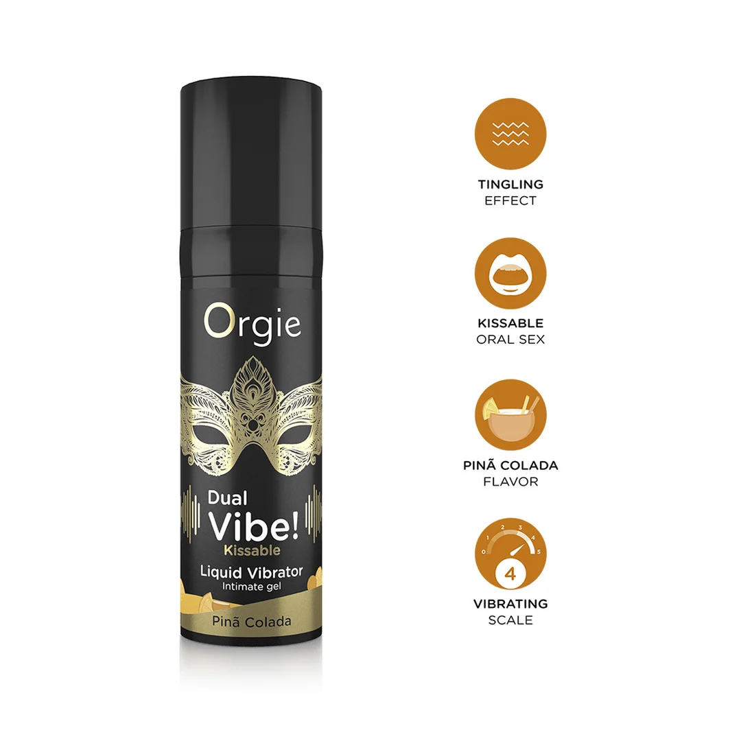 Vibrador líquido besable Orgie Dual Vibe! Pina Colada 15 ml - Imagen 3