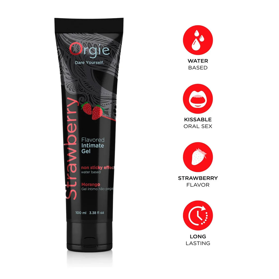 Lubricante de base de agua Orgie Lube Tube con sabor a fresa, 100 ml - Imagen 1