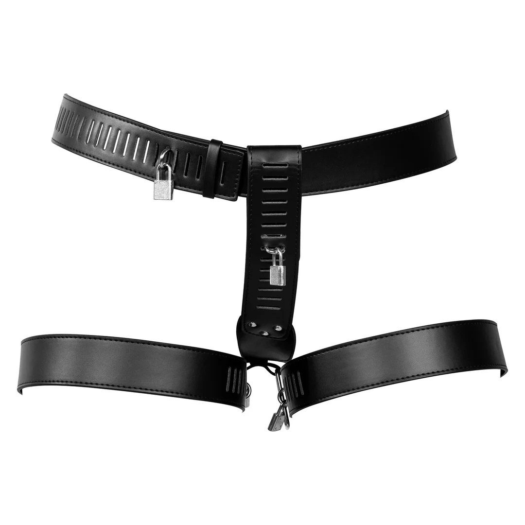 Cinturón de castidad negro con limitación de movimiento de las piernas - Imagen 3