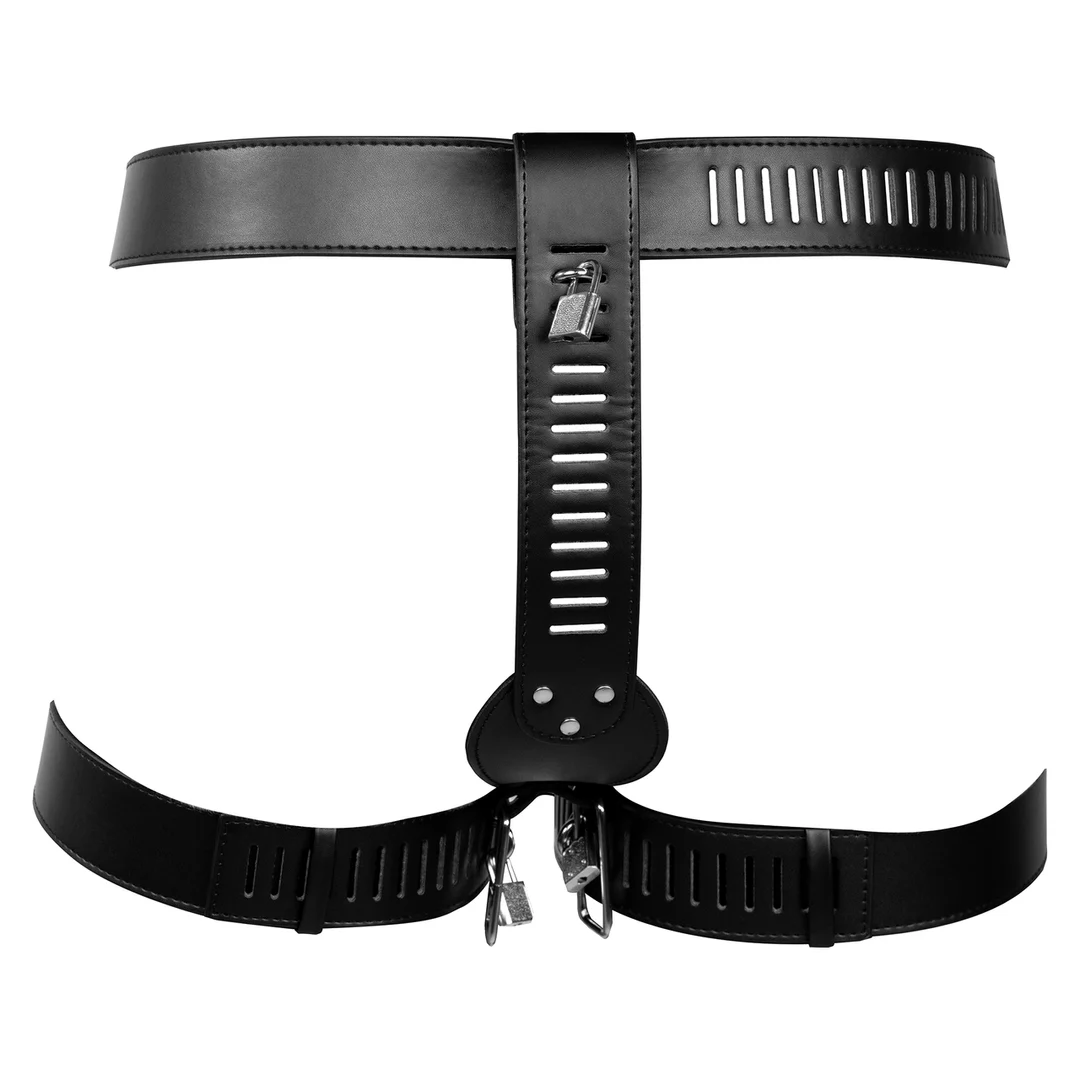 Cinturón de castidad negro con limitación de movimiento de las piernas - Imagen 4