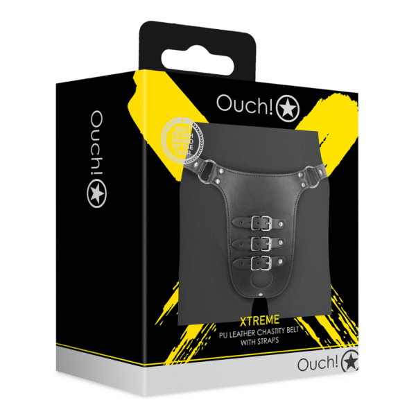 Cinturón de castidad de piel sintética de PU con correas de Ouch!