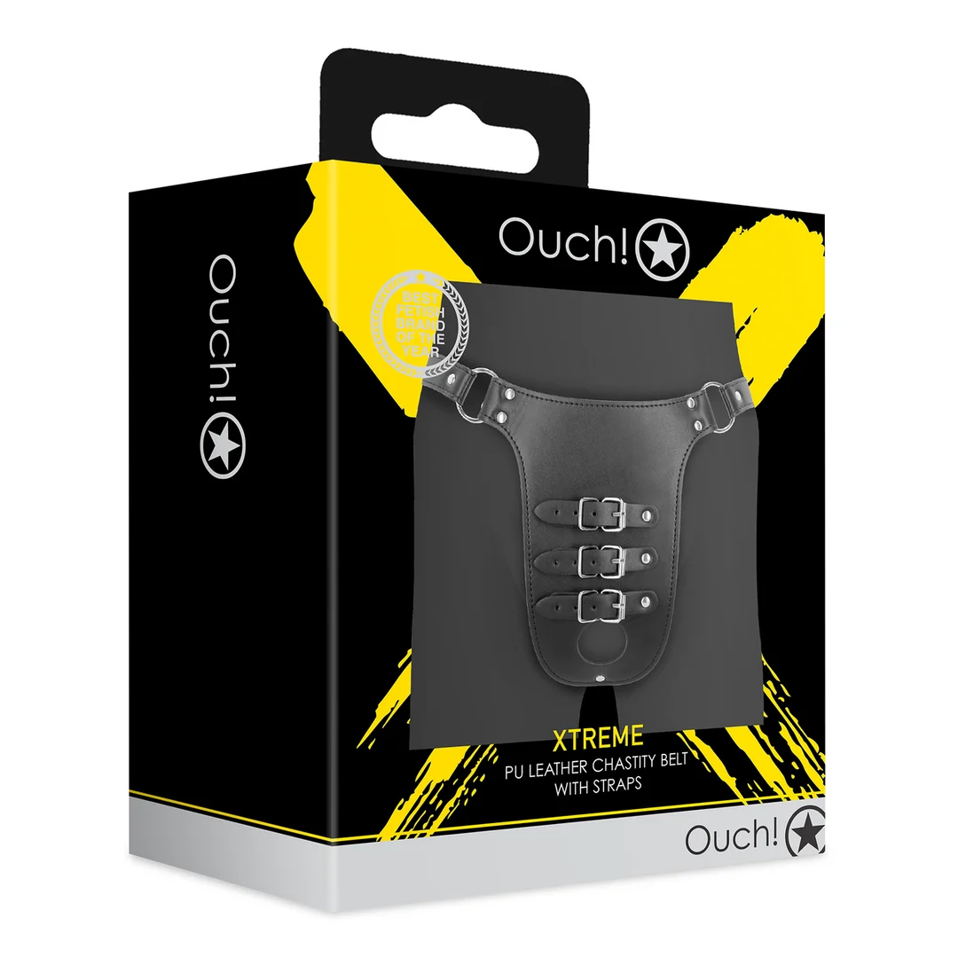 Cinturón de castidad de piel sintética de PU con correas de Ouch! - Imagen 1