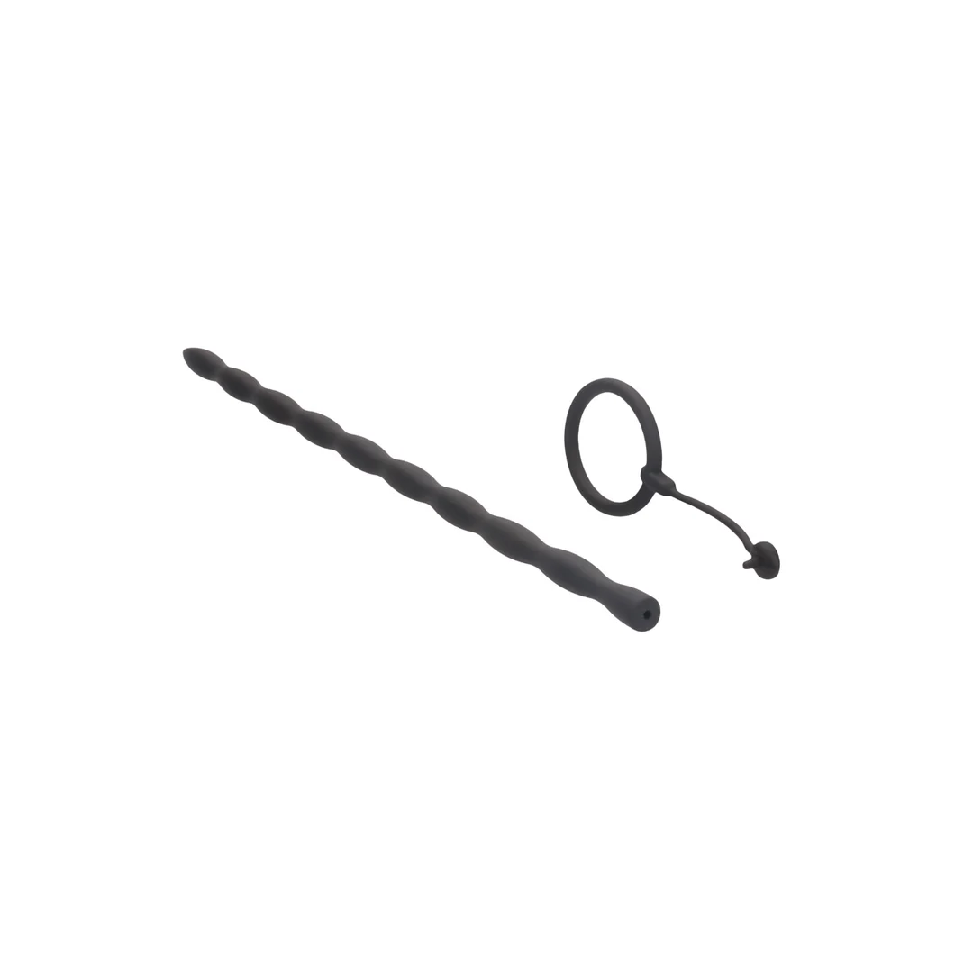 Set Ouch de plug de silicona y anillo para el pene, negro - Imagen 3