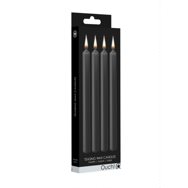 Velas de cera Ouch!, 4 unidades, grandes, negras
