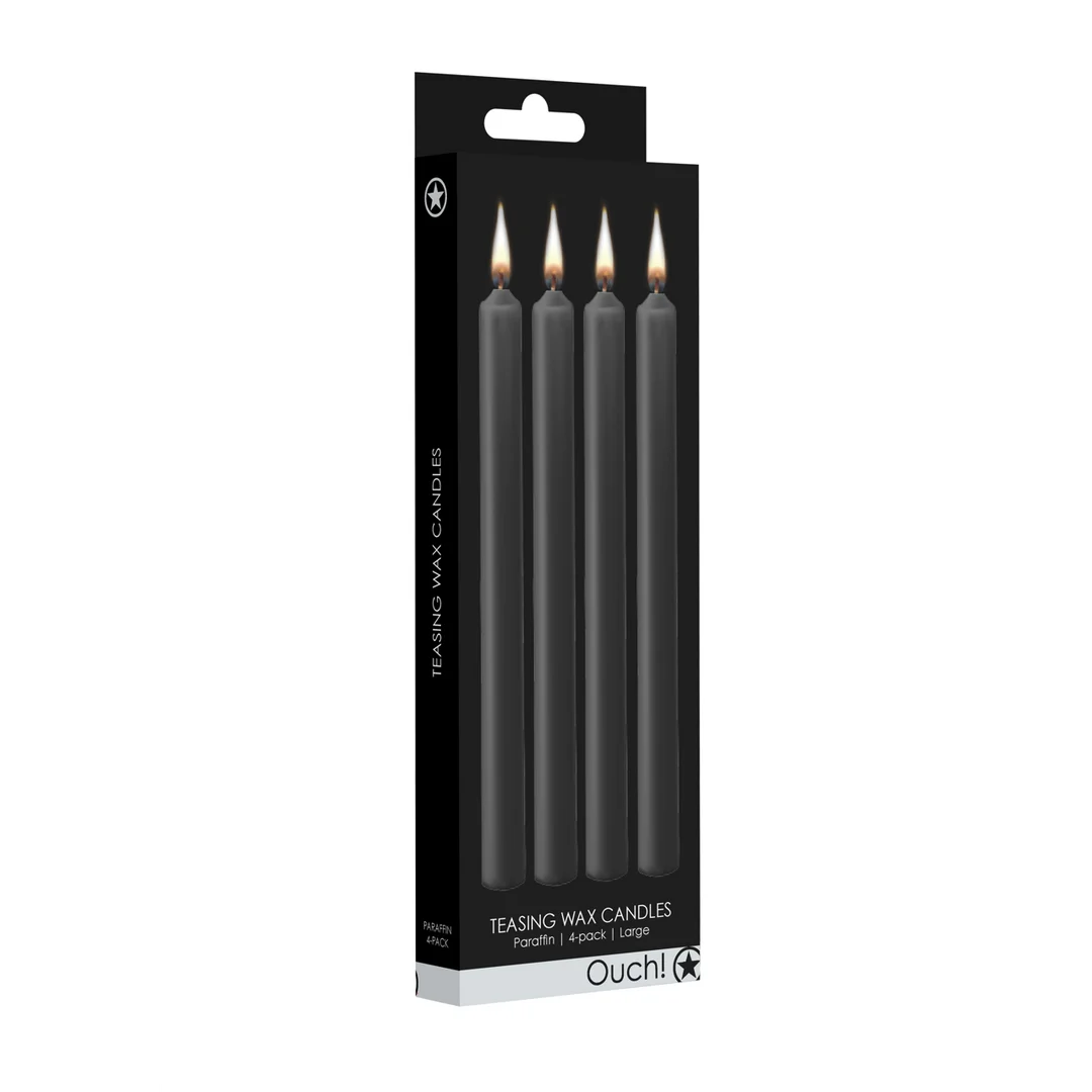 OU489BLK-2 Velas de cera Ouch!, 4 unidades, grandes, negras - Imagen 1
