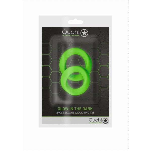 Set de anillos para el pene Ouch! que brillan en la oscuridad