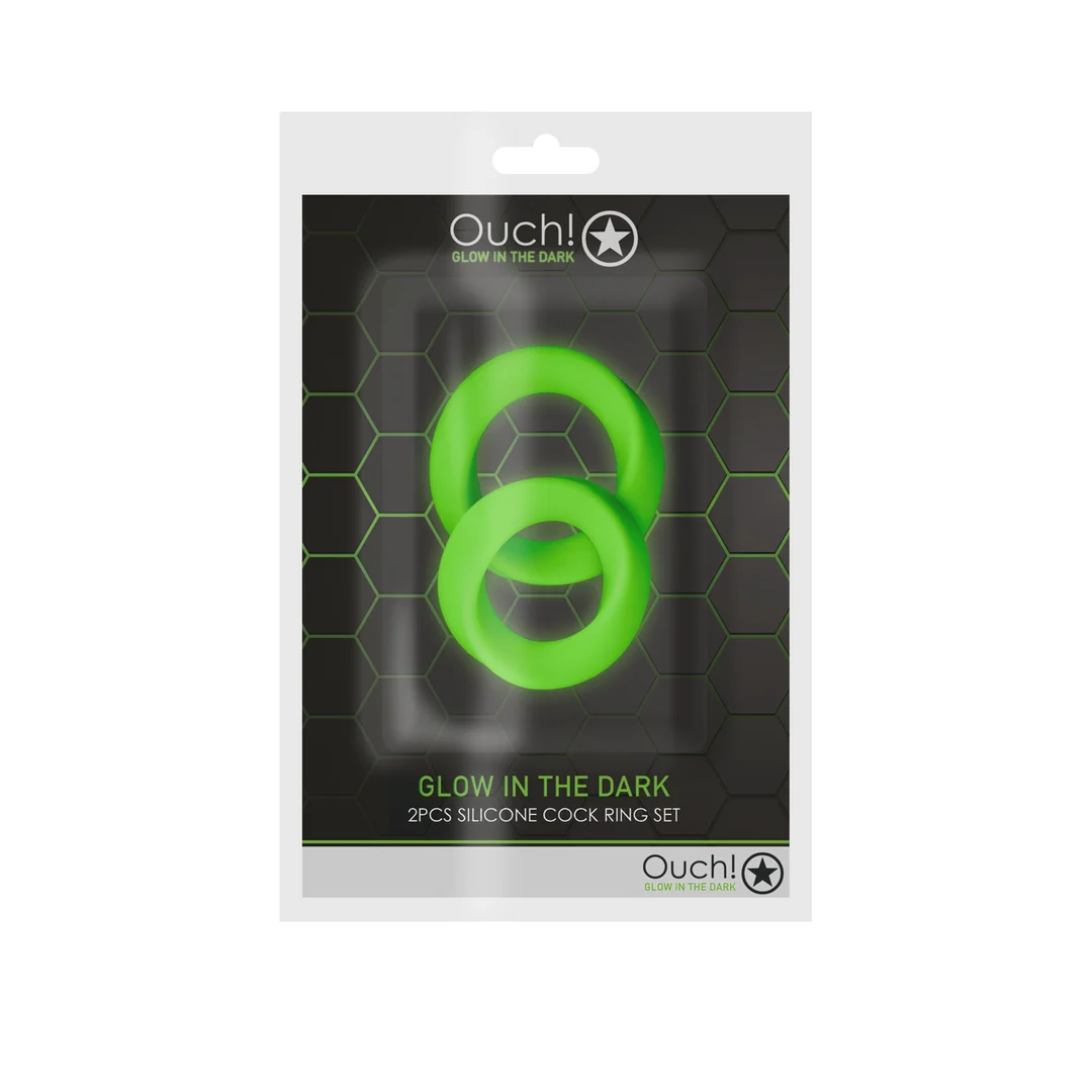 Set de anillos para el pene Ouch! que brillan en la oscuridad - Imagen 1