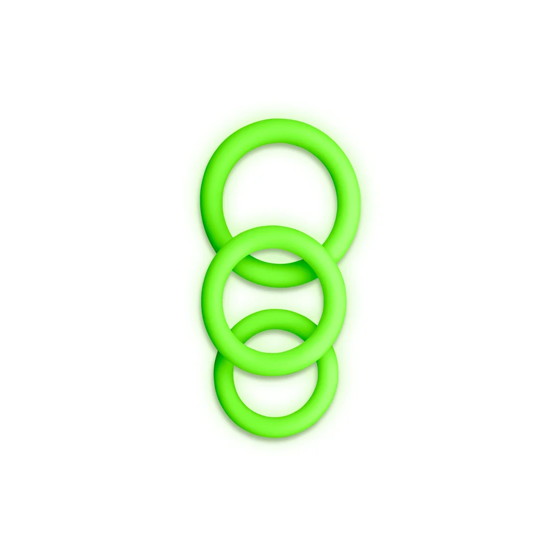 Set de anillos para el pene Ouch! que brillan en la oscuridad - Imagen 3