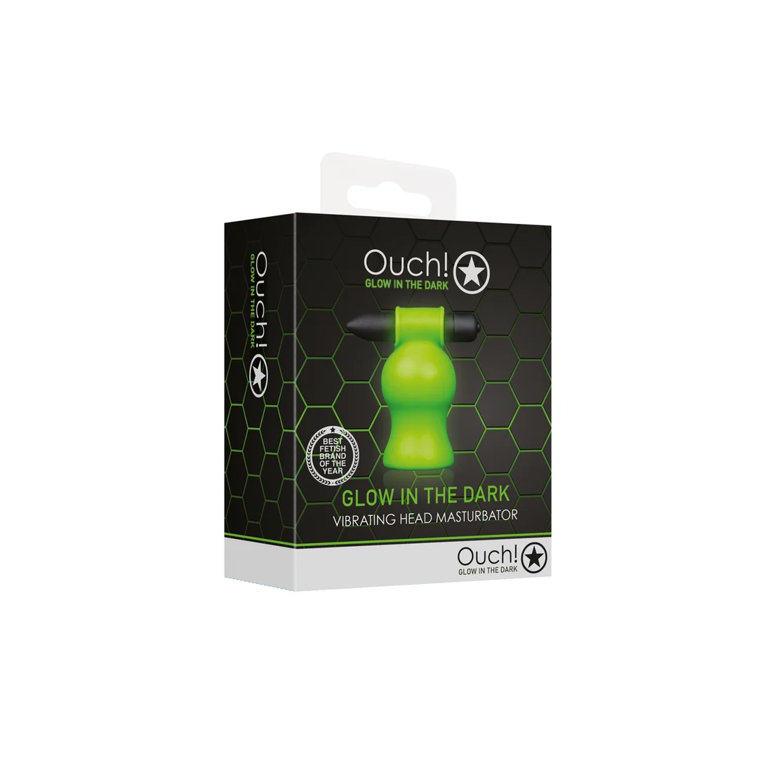 Masturbadora vibradora Ouch! Glow in the Dark con forma de cabeza - Imagen 1
