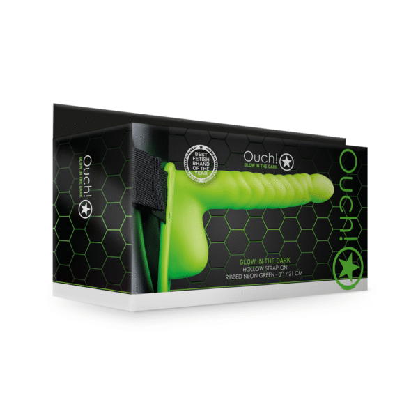Ouch! Arnés hueco Glow in the Dark con bolas
