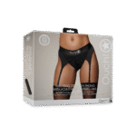 Ouch! Tanga con arnés y vibrador, con ligueros ajustables