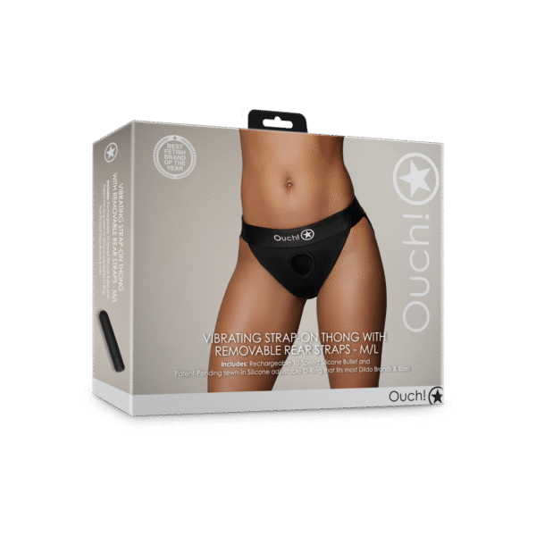 Vibrador tipo bala con 10 modos – Tanga con arnés Ouch! by Shots