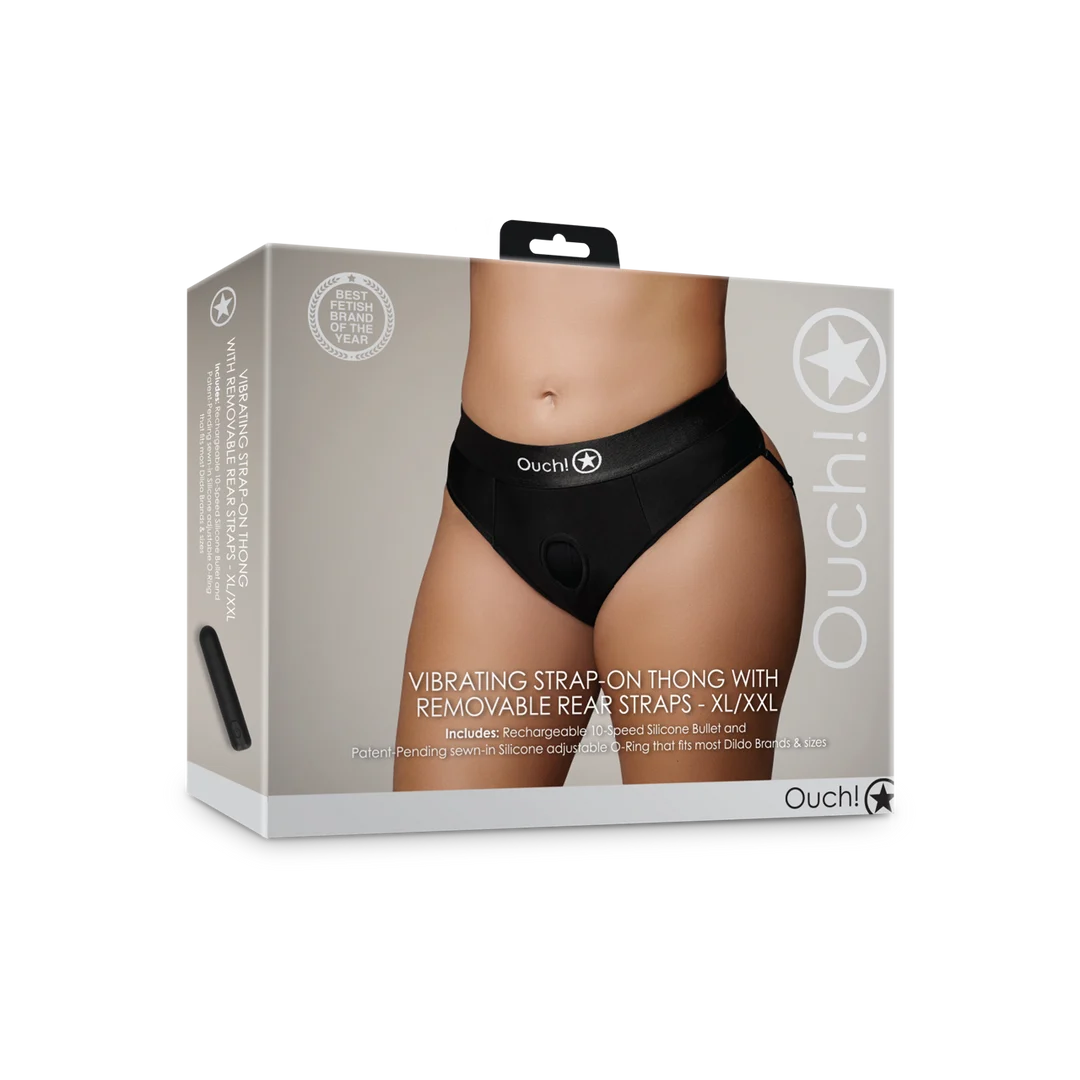 Vibrador tipo bala con 10 modos – Tanga con arnés Ouch! by Shots - Imagen 7
