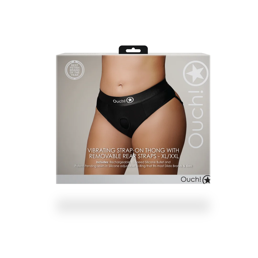 Vibrador tipo bala con 10 modos – Tanga con arnés Ouch! by Shots - Imagen 8