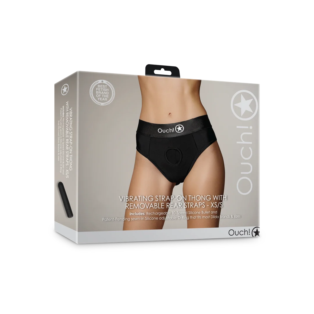 Vibrador tipo bala con 10 modos – Tanga con arnés Ouch! by Shots - Imagen 13