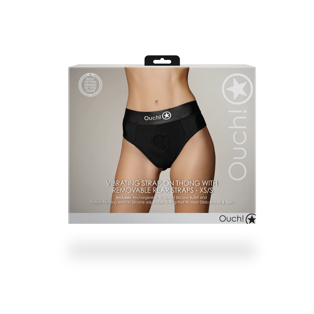 Vibrador tipo bala con 10 modos – Tanga con arnés Ouch! by Shots - Imagen 14