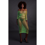 Top corto verde neón con falda larga - Imagen 3