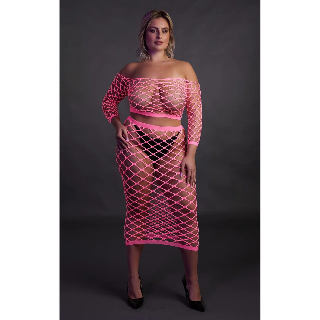 Top corto verde neón con falda larga - Imagen 21