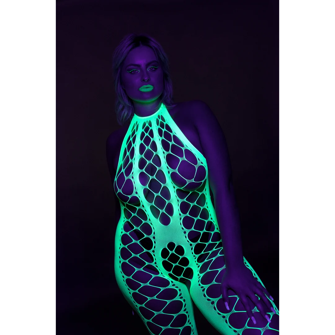 Body de rejilla rosa neón con cuello halter - Imagen 18