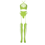 Conjunto verde neón con top corto y medias - Imagen 5