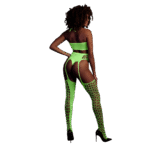 Conjunto verde neón con top corto y medias - Imagen 2