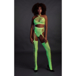 Conjunto verde neón con top corto y medias - Imagen 3