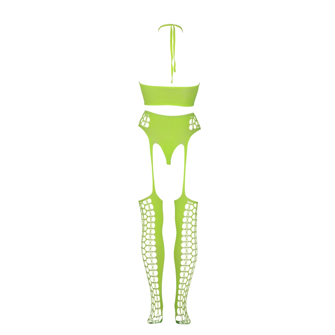Conjunto verde neón con top corto y medias - Imagen 12