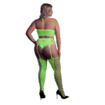 Conjunto verde neón con top corto y medias - Imagen 8