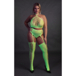 Conjunto verde neón con top corto y medias - Imagen 9