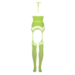 Conjunto verde neón con top corto y medias - Imagen 6