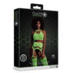 Conjunto verde neón con top corto y medias