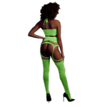 Conjunto verde neón con top corto y medias - Imagen 2
