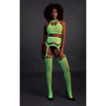 Conjunto verde neón con top corto y medias - Imagen 3