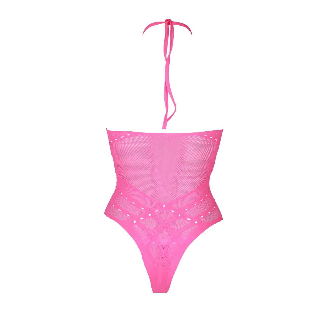 Body rosa neón con cuello halter - Imagen 18