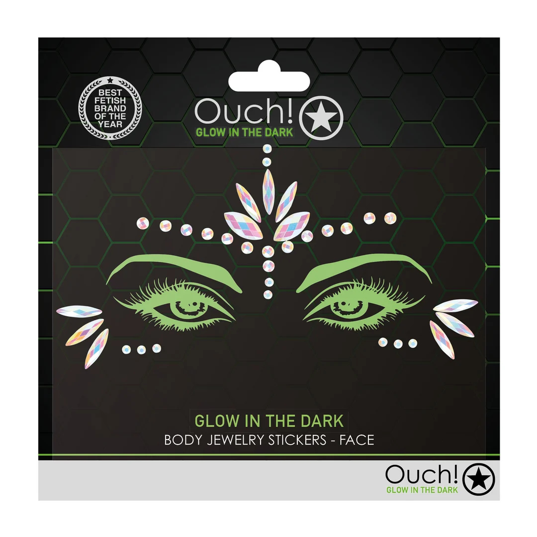 OU849GLO-2 Ouch! Pegatinas joya para el cuerpo Glow in the dark para el rostro - Imagen 1