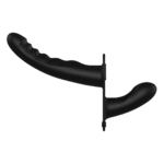 Arnés con correa ajustable – Doble strap on de silicona con relieve – Ajustable – Negro - Imagen 3
