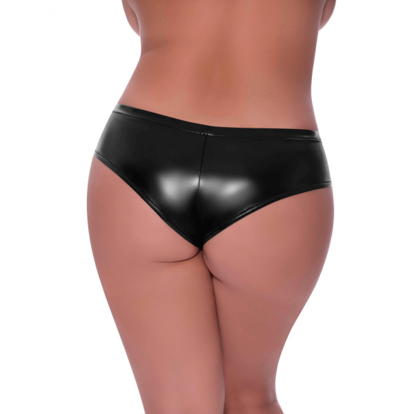 Boyshort de tiro bajo con entrepierna abierta Magic Silk, 2X, negro